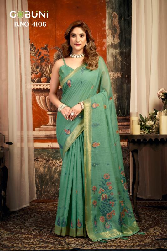 Gobuni sejal zari border saree for women wholesale